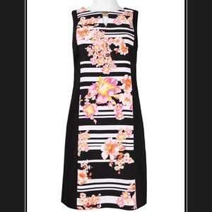 Pink Floral Pattern With Black/White Stripes